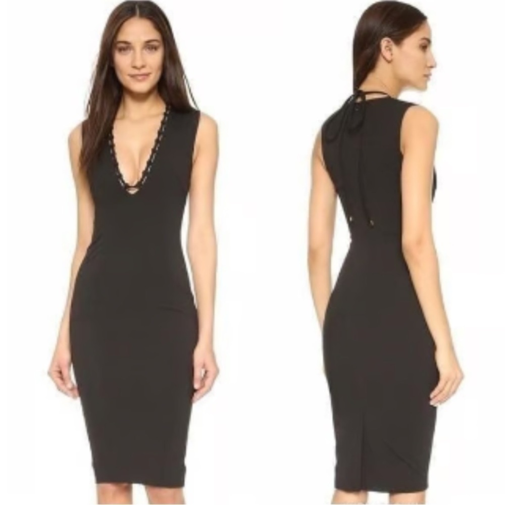 FINDERS KEEPERS Black Lace Up
Bodycon Midi Dress Sleeveless Fitted xs
